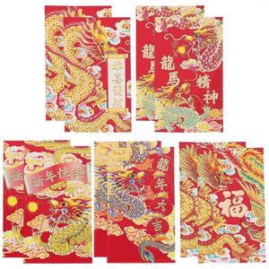 Enveloppe cadeau 30pcs enveloppes fantaisie pour les monysses Année chinoise Lucky Money Envelopess Sacs 2024 Dragon Pattern Paper