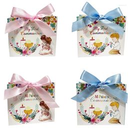 Geschenkwikkeling 30 stcs First Holy Communion Packaging Bags Cookie Candy Box Party Wedding Gunsten For Gasten Baby Shower Baptism Decor