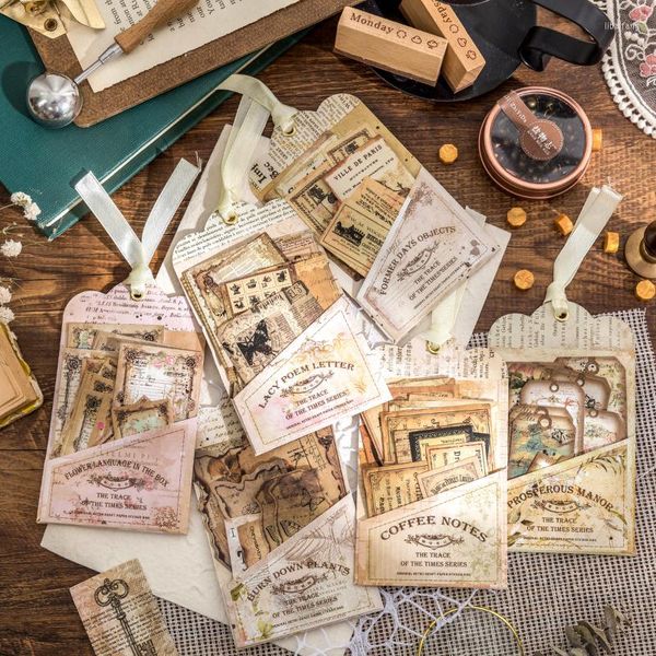 Cadeau cadeau 30pcs / pack décor scrapbook vintage autocollant matériaux papier combo kit bricolage journal indésirable collage po autocollants rétro