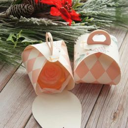 Cadeaubrak 30 stcs roze kerst fprest candy papieren doos met handvat kleine verpakking gebruik feestje gunstboxen