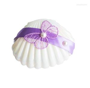 Cadeau cadeau 30pcs plastique blanc coquille papillon dentelle faveurs de mariage boîtes de bonbons boîte de chocolat bomboniera fête souvenir pour les invités