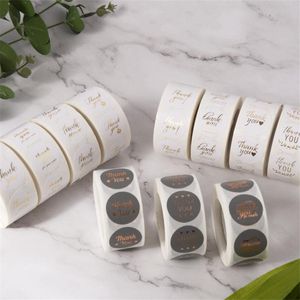Cadeau cadeau 350/500pcs feuille d'or merci autocollants étiquette adhésive ronde pour emballage d'affaires enveloppe sceau décor de mariage cadeau