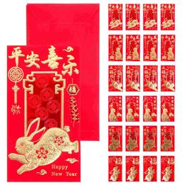 Emballage cadeau 36 pièces année l'enveloppe rouge enveloppes de carte de paquet d'argent fête du printemps portefeuille créatif zodiaque 2023 sac pochette chance