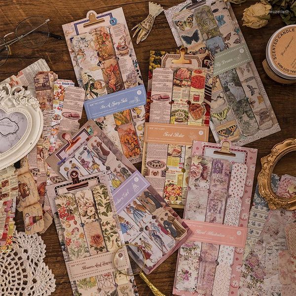 Envoltura de regalo 36pcs/paquete Vintage Flower Butterfly Tickets de boletos Retro Classic Sticky Etiqueta para decoración de basura de álbumes de recortes