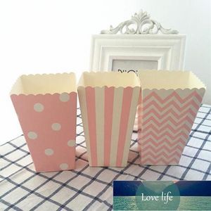 Cadeau cadeau 36pcs boîtes de pop-corn rose trio pois / rayures traiter petits sacs en papier de cinéma pour les tables de dessert1 prix d'usine conception experte qualité dernière