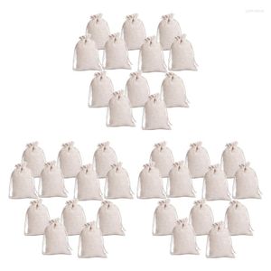 Emballage cadeau 36 pièces petits sacs à cordon en coton réutilisables mousseline tissu bonbons sac de faveur pochettes à bijoux