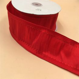 Cadeau cadeau 38mm 25yards Festival de ruban de Noël Rubans rouges filaires avec ligne pour la décoration de sangle Emballage de l'année 112 "231109