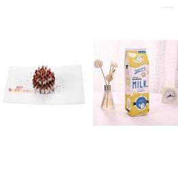 Geschenkwikkeling 3d Dream Cake Wenskaart met creatieve simulatie van Milk Cartoon Pencil Case Cute PU Pen Bag