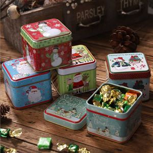 Geschenkwikkeling 3D Square Tin Box Cartoon Santa Candy Storage Case Biscuit Cookies Tinplate Boxes Year Sweets Packing Sundries Wrappin