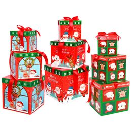 Geschenkwikkeling 3 -stcs Big Christmas Box Merry Decorations For Home Xmas Tree Kids Candy Favor Package Pakketboxen Santa Claus Elk Decors 221202