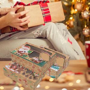 Geschenkomschakeling 3 -stks kersttraktatie dozen met duidelijke raam bakkerij Biscuit Bag Xmas voor chocoladedonuts feestartikelen