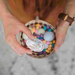 Geschenkverpakking 3 stuks decoratieve eivormige snoepdozen Pasen blik voor feest