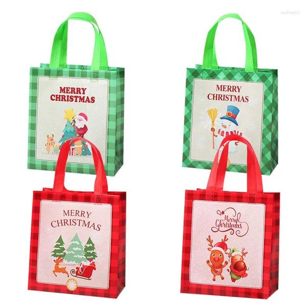 Enveloppe-cadeau 3pcs Elk Santa Claus Bags de bonhomme de neige Joyeux Noël Décoration Kids Favors Party Party Cookie Packaging Packaging Sac Home Supplie