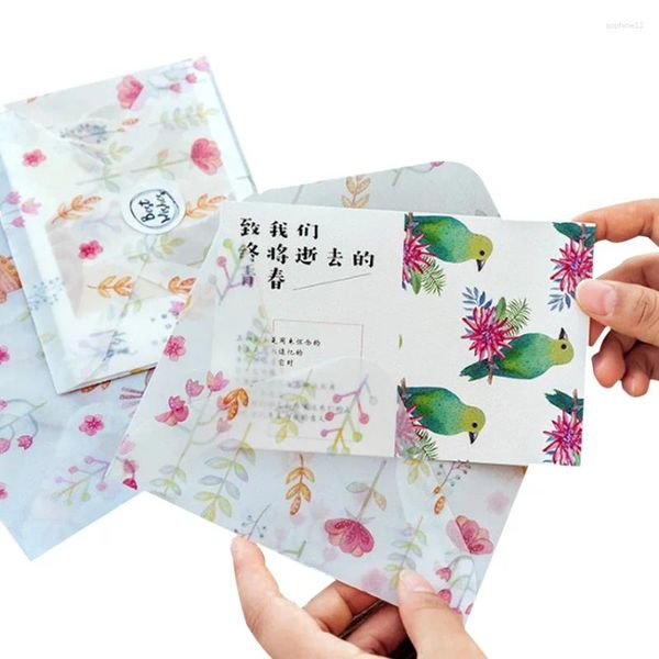 Cadeau cadeau 3pcs / pack Kawaii Flower Series Enveloppe de papier d'acide sulfurique Enveloppe de carte postale Couverture de cartes de voeux Cadeaux de fenêtre