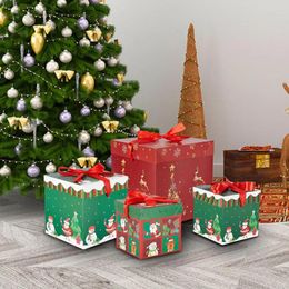 Cadeau cadeau 3pcs / set boîte de Noël pliable décoratif motifs de bonhomme de neige noeud papillon fournitures de fête de Noël pour le festival