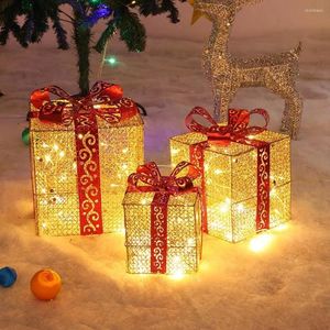 Cadeau cadeau 3pcs / set boîte à lumière de Noël boîtes cadeaux lumineuses avec / pas de lumières pour la maison fête de mariage vacances arbre de Noël décoratif
