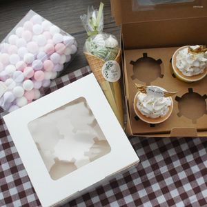 Geschenkwikkeling 3Size Kies White Cupcake Design 10pcs Bake Cake Packaging Paper Box Geschenken Verjaardagsfeestje Gunsten Decoratie Gebruik