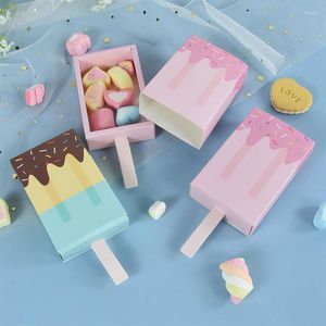 Emballage cadeau 4/6 pièces rose bleu crème glacée boîte à bonbons boîtes d'emballage garçon fille fête d'anniversaire bébé douche fournitures enfants faveur