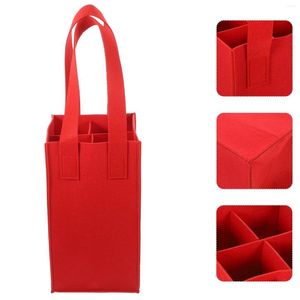 Envoltura de regalo 4 botella portadora de vinos bolsas divisor de bolsa de almacenamiento de fieltro bolsas de comestibles portátiles