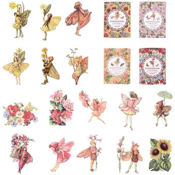 Emballage cadeau 4 boîtes fée autocollants patchs fées fille fleur fournitures florales planificateur ordinateur portable Scrapbook décoration décorative