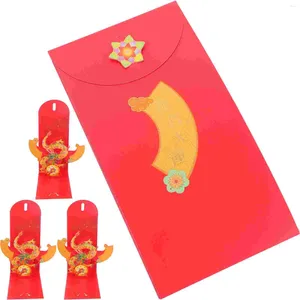 Cadeau cadeau 4 pcs 2024 année du dragon 3D sac d'enveloppe rouge tridimensionnel (Xianlong) 4pcs papier de carte