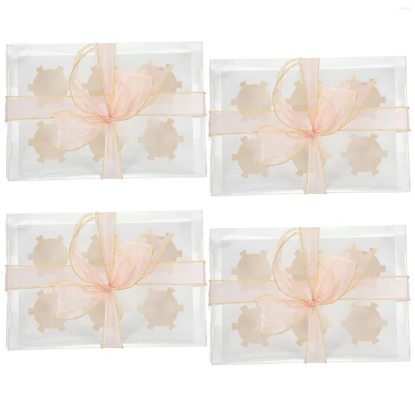 Emballage cadeau 4 pièces boîte à gâteaux conteneur à tarte biscuit emballage papier de boulangerie papier transparent biscuits cupcake conteneurs fournitures cas