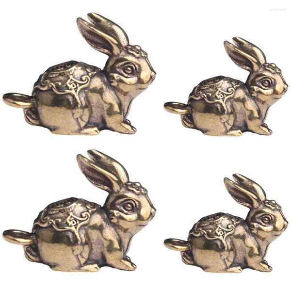 Cadeau cadeau 4 pcs mignon peluche porte-clés pendentif charmes en laiton petit zodiaque ornement bronze rétro décor bureau miss