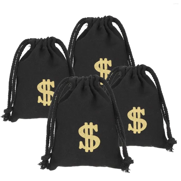 Enveloppe cadeau 4 PCS Dollar DrawString Sac Stockage Sacs Zip Sacs Candy Toy Vêtements Signe Party Telvas Poux