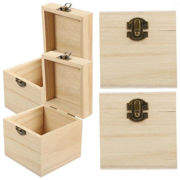 Envoltura de regalo 4 PCS Caja de madera vintage Contenedores de dulces Caja Organizador de joyería de aleación de zinc