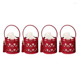 Geschenkwikkeling 4 stuks Bruidsmeisje Handtas China Wedding Red Box Hand Tote Bag Accessoires