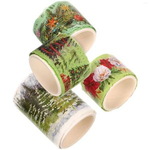 Envoltura de regalo 4 rollos de cinta washi navideña Enmascaramiento navideño Envoltura decorativa