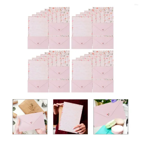 Gift Wrap 4 sets Vintage Writing Paper Stationery Creative Letter Creative For Blank Pink