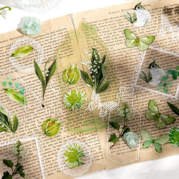 Emballage cadeau 40 paquets en gros PET autocollant Transparent à la mode artistique bouteille plante fleur papillon bricolage décoratif 8 sortes