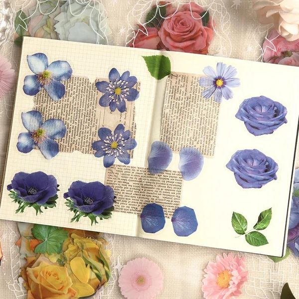 Envoltura de regalo 40 PCS Rose Sunflower Daisy Flower Seginas Decorativas transparentes para mascotas para el diario Diary Notebook Card Card