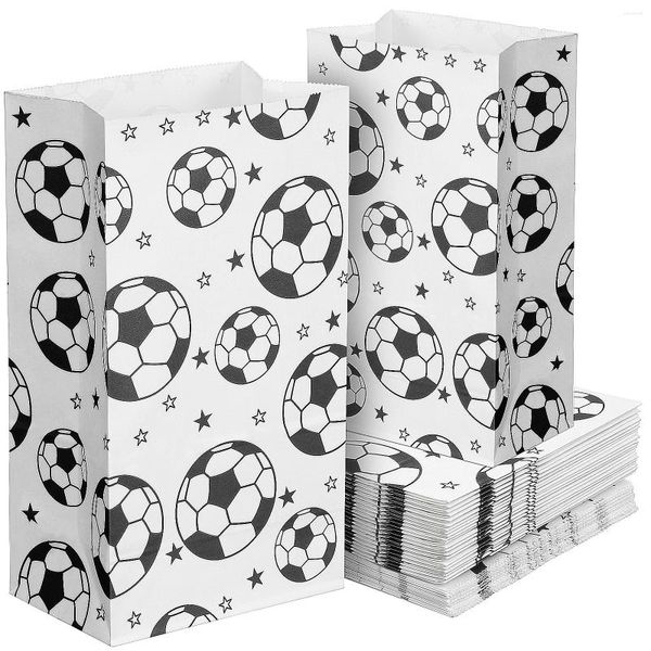 Envoltura de regalo 40 PCS Bolsa de merienda Bolsas de fútbol Goodie Paper Candy Football Theme Party Niños Rellenos verdes Kraft