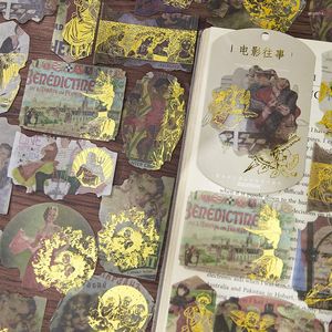 Geschenkwikkeling 40 PCS Vintage Bronzing Stickers Pack DIY Decoratief plakboekmateriaal Retro Stick Labels Junk Journal Supplies
