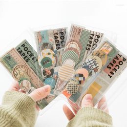 Geschenkoming 40 stuks/tas Vintage Style Diy Stickers Multifunctioneel Portable Journal Deco Pocket Tape Washi Paper Scrapbooking Daling