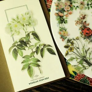 Enveloppe-cadeau 40 morceaux de registre des mains autocollants de grande taille Guide d'image de plante de fleur de fleurs décoration invitation