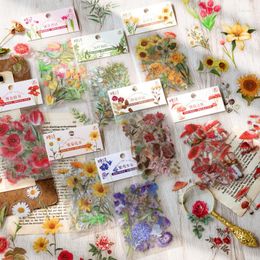 Emballage cadeau 40 pièces/sac plante fleur naturelle série décoratif journal autocollant Scrapbook planificateur papeterie manuel décor