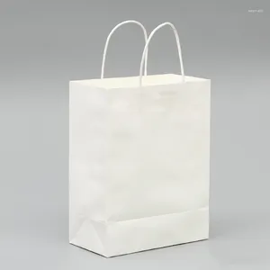 Emballage cadeau 40pcs élégant sac en papier blanc de petite taille sacs kraft avec poignée excellente qualité 18x15x8cm en gros