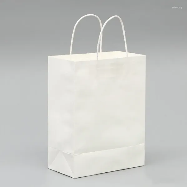 Envoltura de regalo 40 unids elegante bolsa de papel blanco bolsas kraft de tamaño pequeño con asa excelente calidad 18x15x8 cm al por mayor