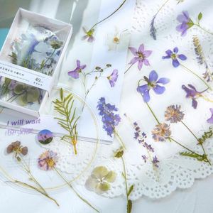 Emballage cadeau 40 pièces vente fleur saison série autocollant en boîte créatif Floral Journal décor papeterie album à faire soi-même