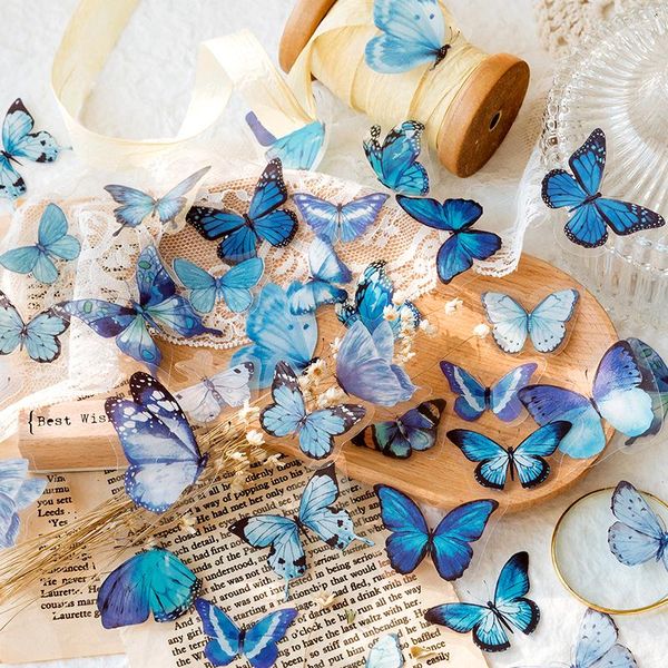 Emballage cadeau 40 pièces/ensemble Vintage papillon PET autocollants papillons résine décalcomanies pour Scrapbook bricolage artisanat Journal