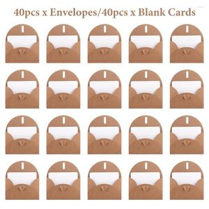 Papier Cadeau 40pcs Remerciement Note Anniversaire Fête De Mariage Coeur Fermeture Brun Papier Enveloppe Noël Avec 40 Cartes DIY Baby Shower Voeux