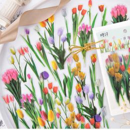 Enveloppe cadeau 40pcs transparent animal de compagnie Vintage Plant Flowers Stickers For Scrapbook DIY DECO Sticker Craft Fournitures Enfants enfants