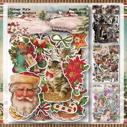 Cadeaupapier 40 STKS Vintage Art Sticker Pack Kerst Donker DIY Scrapbooking Junk Journal Collage Dagboek Decoratie