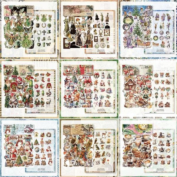 Enveloppe cadeau 40pcs Vintage Christmas Day Stickers Die CutS Sticker Collection Kit pour le planificateur de scrapbooking / Projet de fabrication / journalisation de cartes