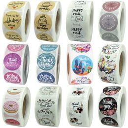 Gift Wrap 42 Types Bedankt Stickers Gelukkige Mail Verjaardag Cake Seal Labels Bloem Leuk voor Bruiloft Winkelen Geschenken Enveloppen Tas Verpakking