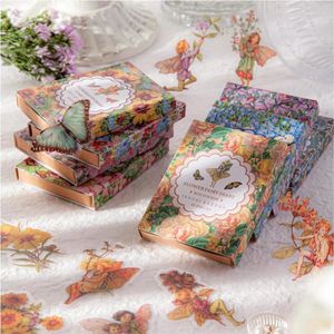 Cadeau cadeau 45pcs / boîte étanche pet fée papillon autocollants vintage fleur elfe autocollant déco étiquette pour scrapbooking album kawaii décalcomanies