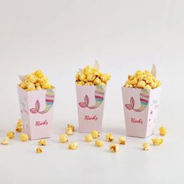 Cadeau Wrap 48/96pcs boîtes de pop-corn sirène 11.5x5x7cm boîtes de bonbons décoration de fête d'anniversaire emballage cadeau de Noël boîte préférée des enfants 231017